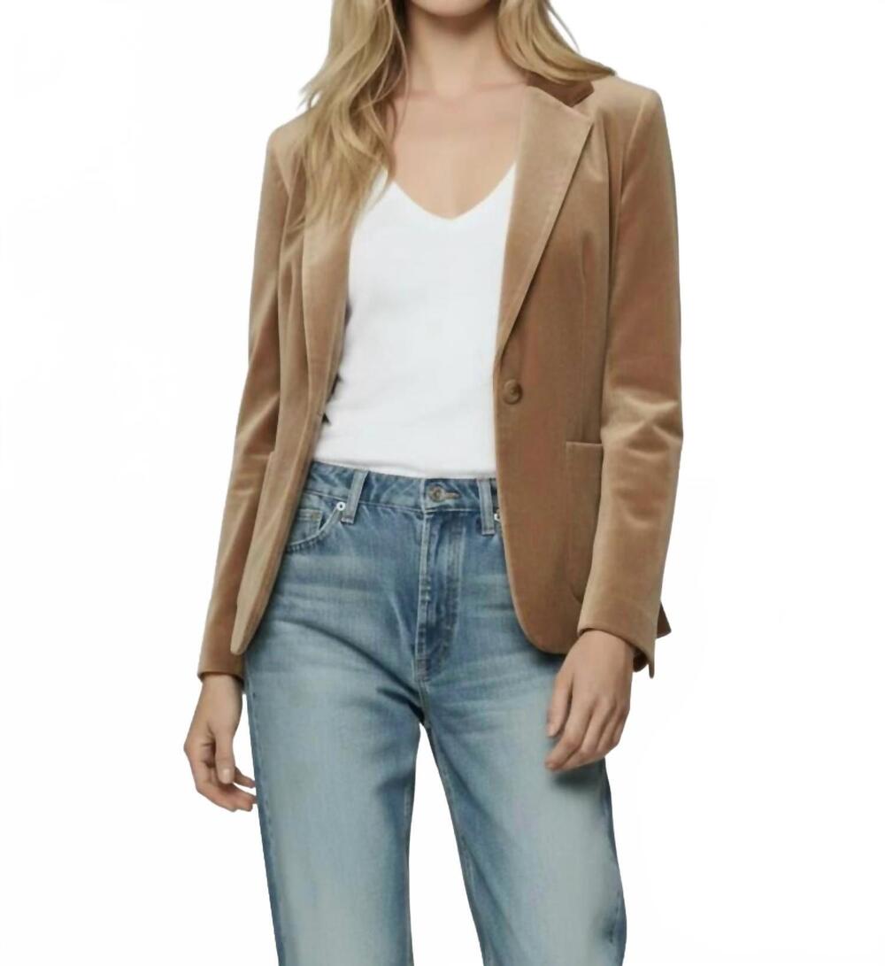 NEW MAJESTIC FILATURES velour one button blazer in bison